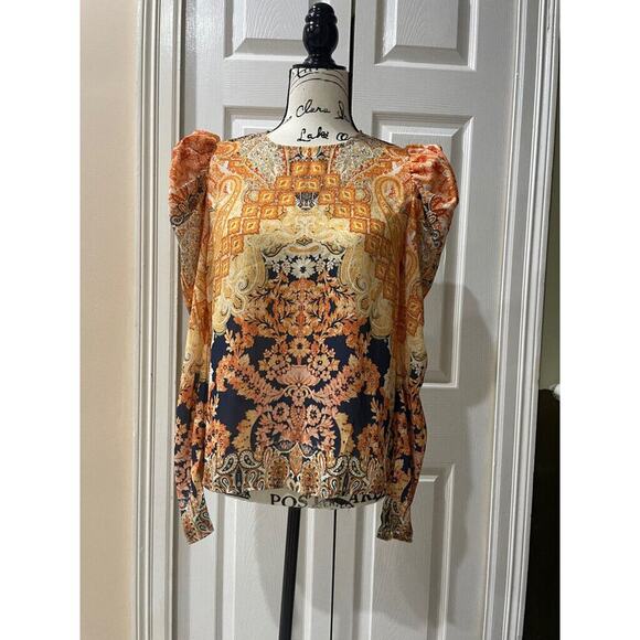 FLYING TOMATO BLOUSE BOROQUE PAISLEY SZ XS PUFFED SLEEVES FAIRY CORE - Picture 4 of 16